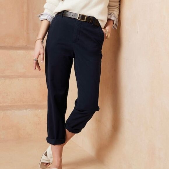 BANANA REPUBLIC Slim Flat Front Chino, Navy Blue, Size 6 Petite - Picture 1 of 13